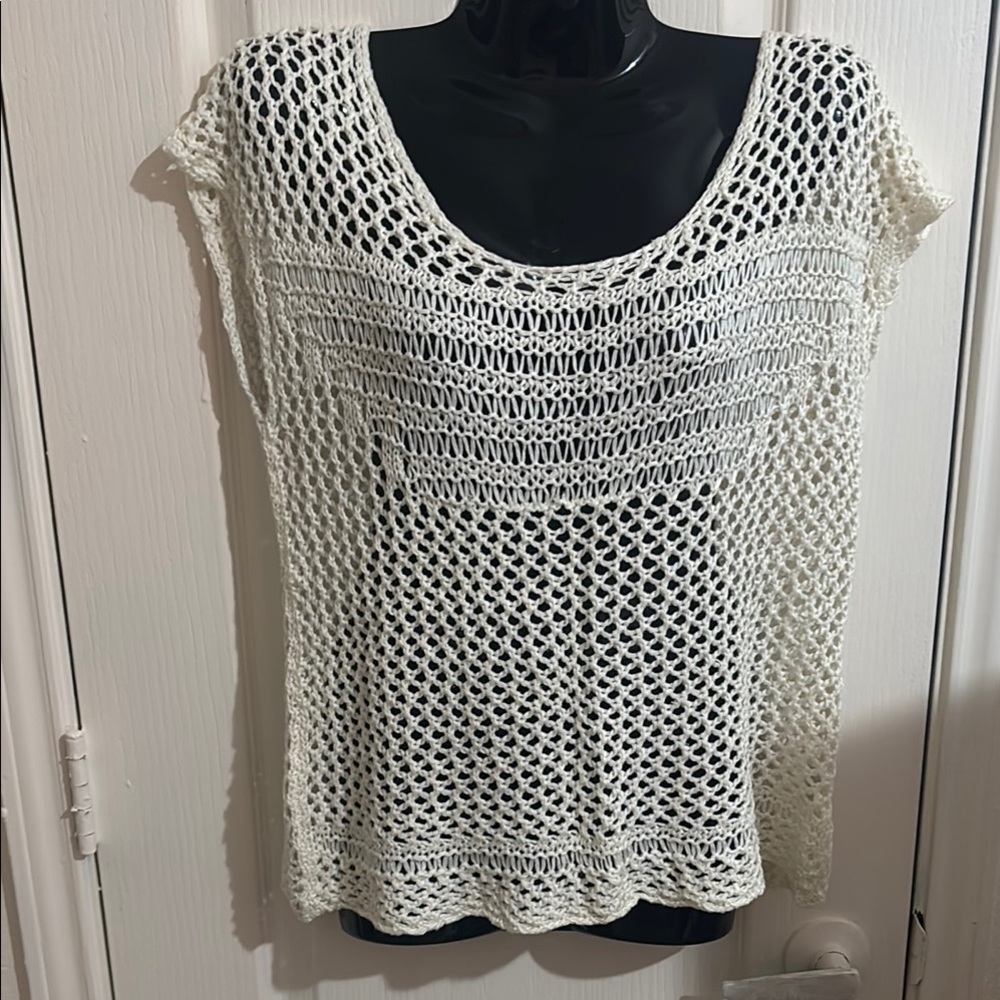 Converse One Star Cream Crochet Knit Top